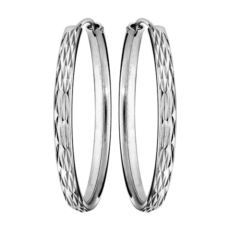 Diamond Ribbon Hoop Earrings – Silver | Azuline