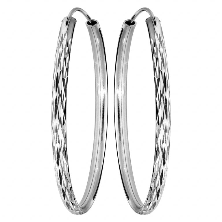 Diamond Ribbon Hoop Earrings – Ασημί | Azulin
