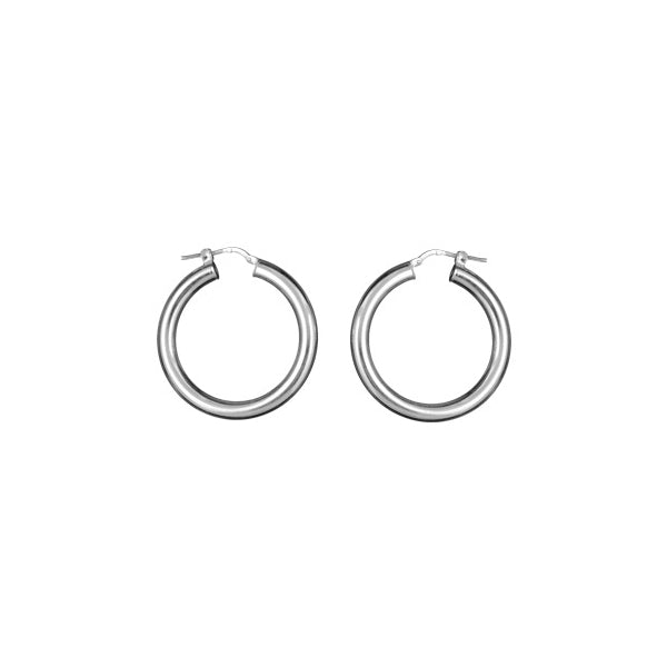 Créoles tube rond 4mm diamètre 30mm en Argent 925