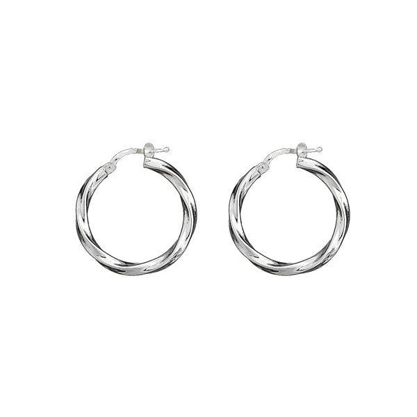 Silver Hoop Øreringe Square Tube Twist 15mm