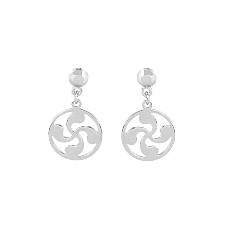 Boucles d’oreilles en argent 925 rhodié avec motif croix basque