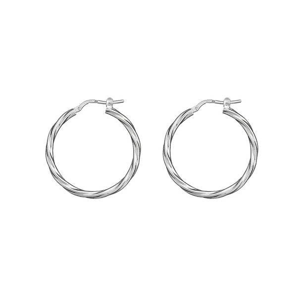 Créoles torsade tube carré en argent 925 élégantes