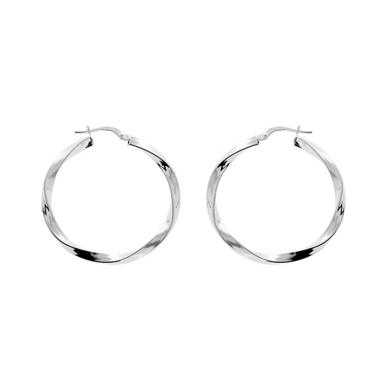 Créoles tube striées en argent 925 avec finition polie