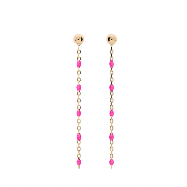 Boucles d’oreilles oli ves en argent 925 et résine rose fluo