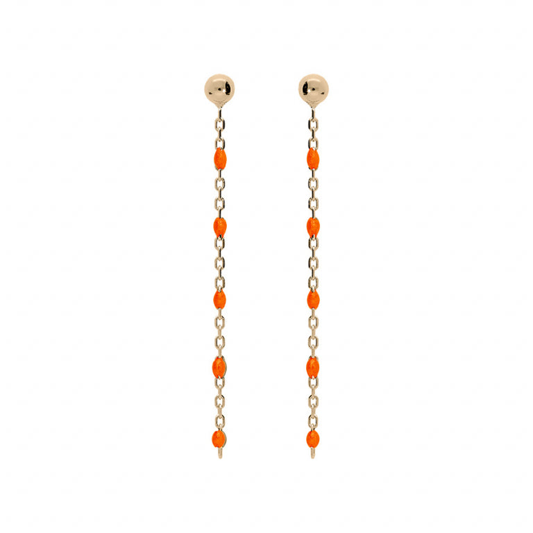 Boucles d'oreilles olives en argent 925 avec résine orange fluo