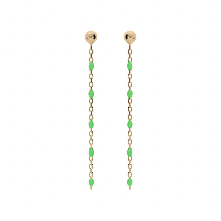 Boucles d’oreilles tige olives vert fluo en argent 925 plaqué or