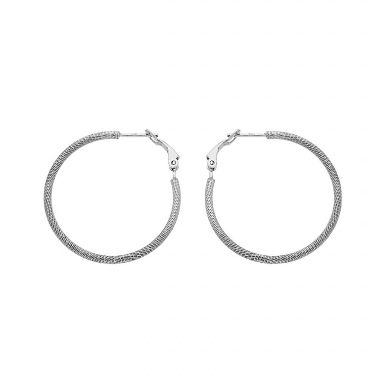 Brincos de argola com diamante – Prata | Azuline