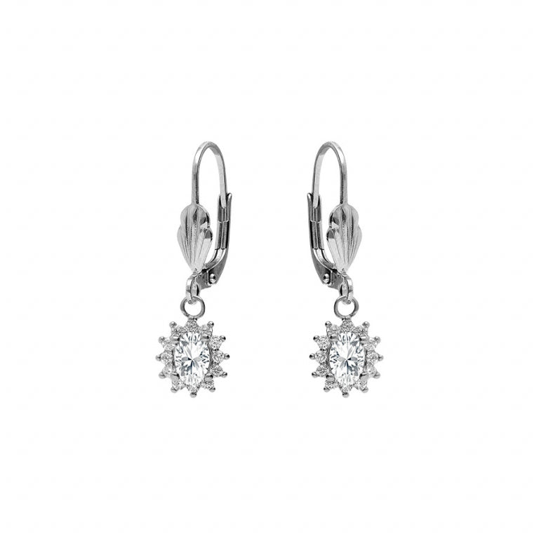 Boucles d’oreilles dormeuse oxydes blancs – Argent 925 Rhodié | Azuline