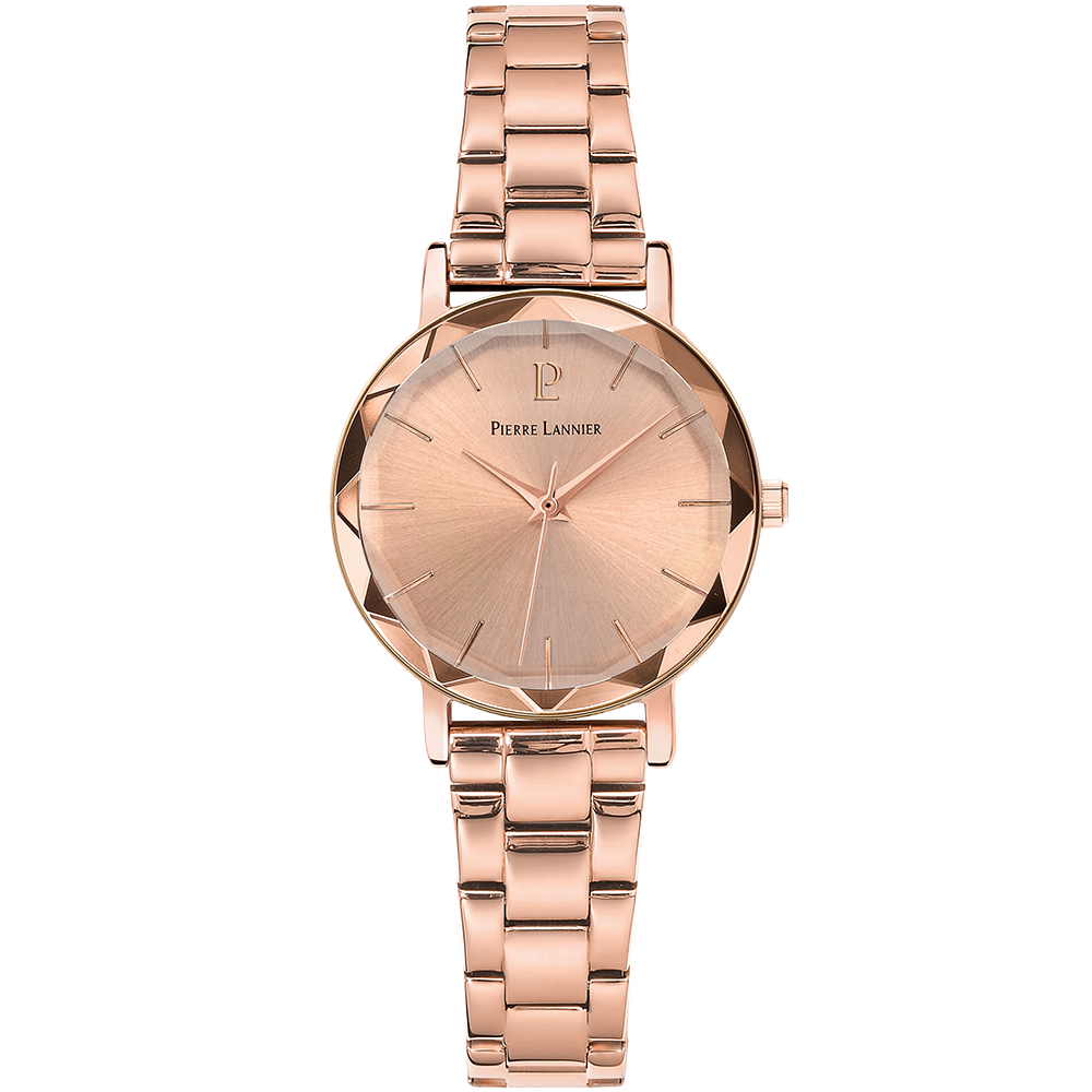 Montre femme Pierre Lannier MULTIPLES 012P958 – cadran doré rose bracelet acier doré rose – vue de face