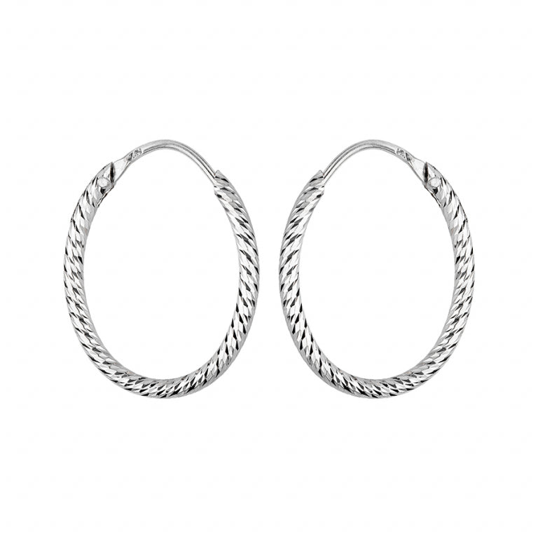 Diamond Wire Oval Hoop Øredobber – Sølv | Azulin