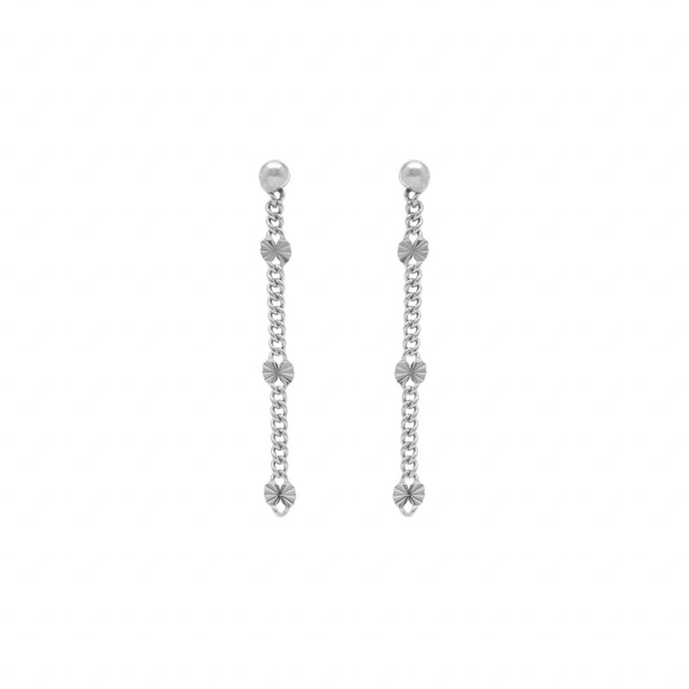 Boucles d’oreilles pendantes étoiles en Argent 925 Rhodié avec pastilles diamantées