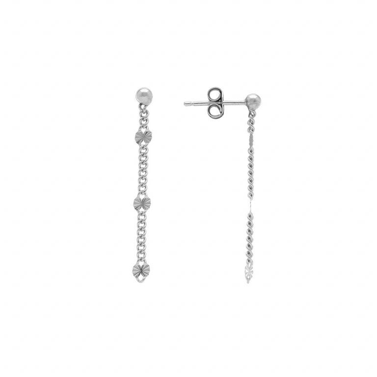 Boucles d’oreilles pastilles diamantées étoile en argent 925 rhodié
