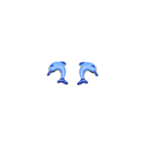 Boucles d’oreilles dauphin bleu en argent 925 rhodié