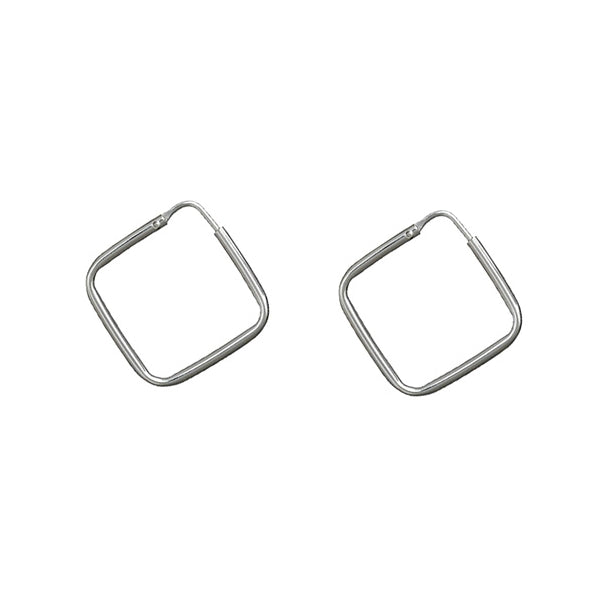 Brincos de argola diagonais quadrados 20*20 prata