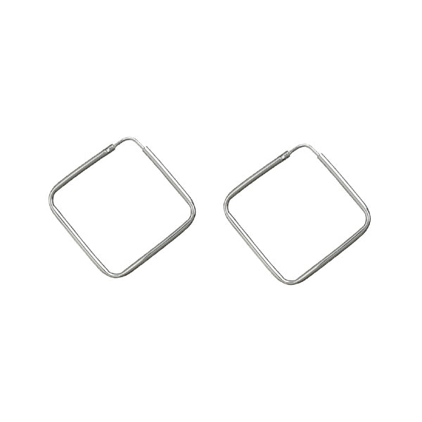 Créoles carrée en diagonale en argent 925 profil