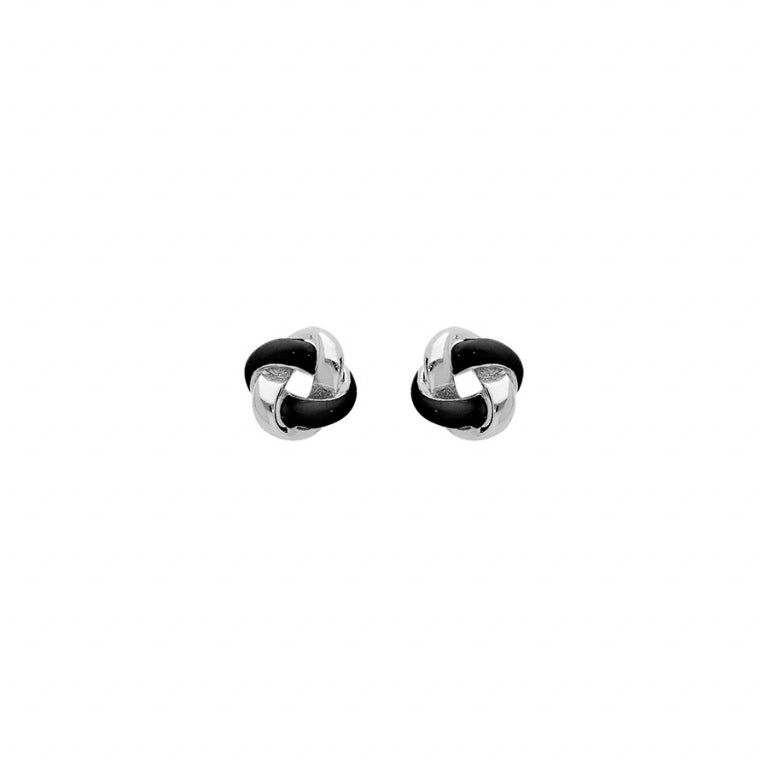 Boucles d’oreilles nœud en résine noire et argent 925 rhodié