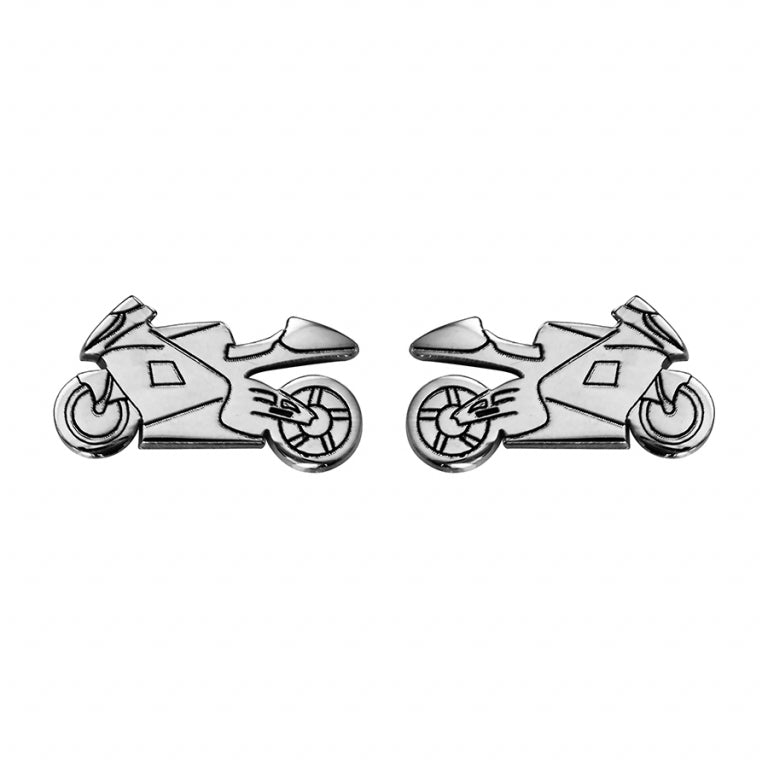 Pendientes recortados con grabado de motocicleta – Plata | Azuline