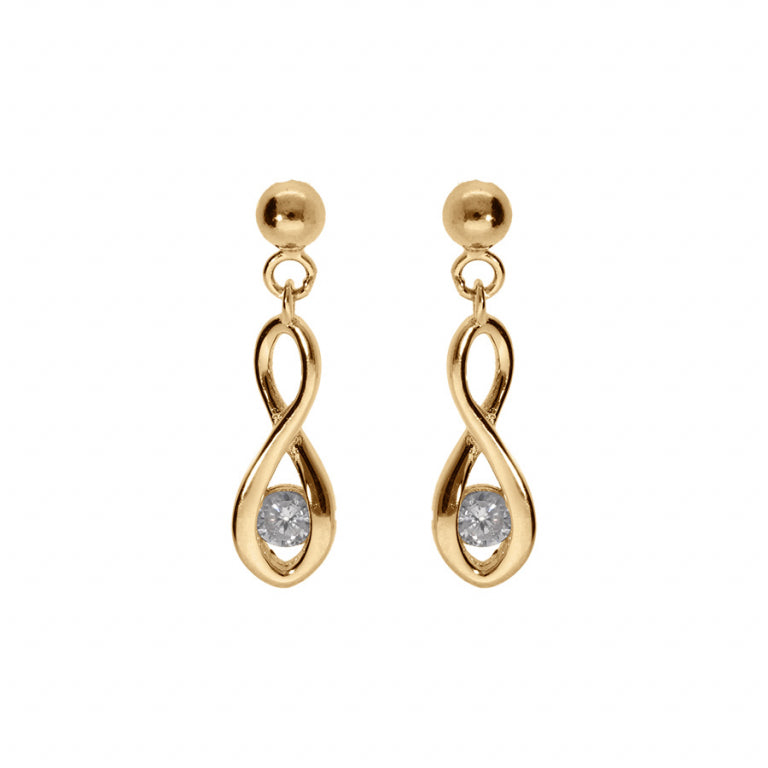 Boucles d’oreilles motif infini en argent 925 rhodié avec oxydes blancs