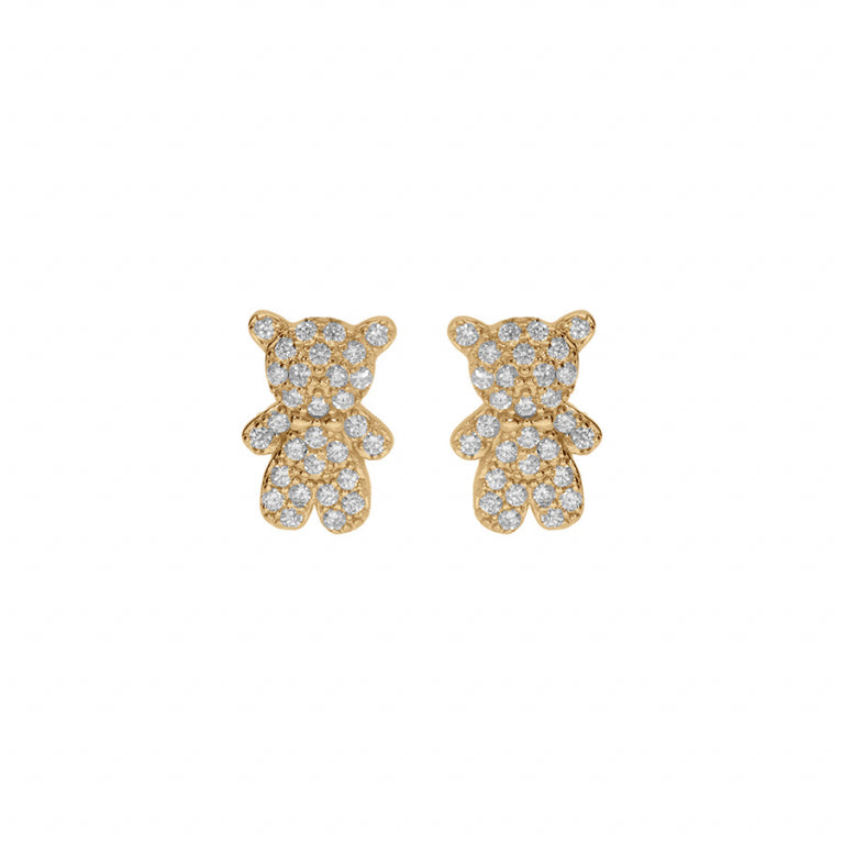 Boucles d’oreilles ourson en argent 925 avec oxydes blancs