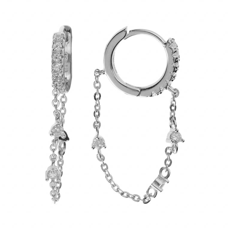 Chainette-hoepeloorbellen – zilver | Azulin