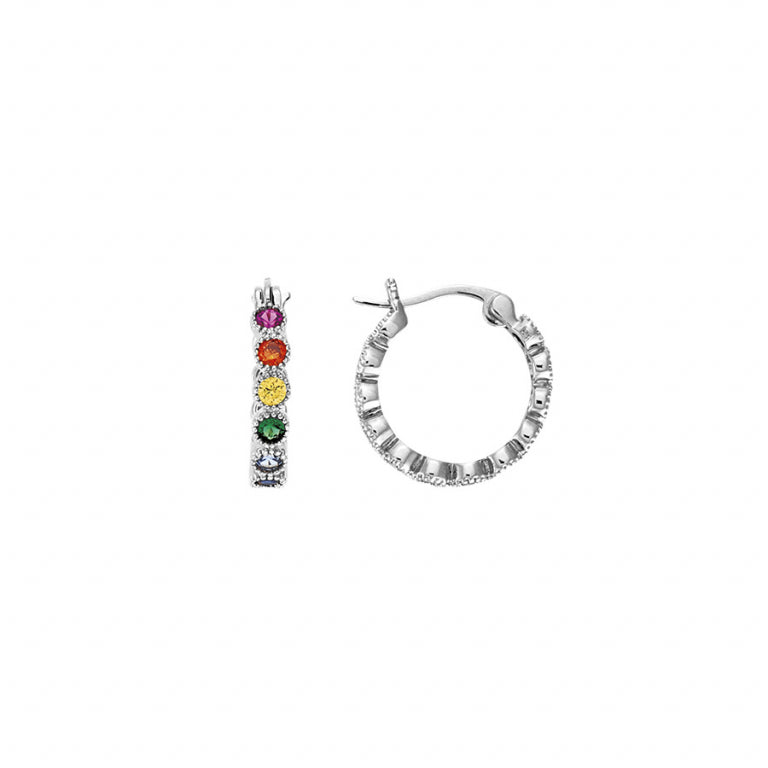 Cercei cu cerc multicolor – Argintiu | Azulin