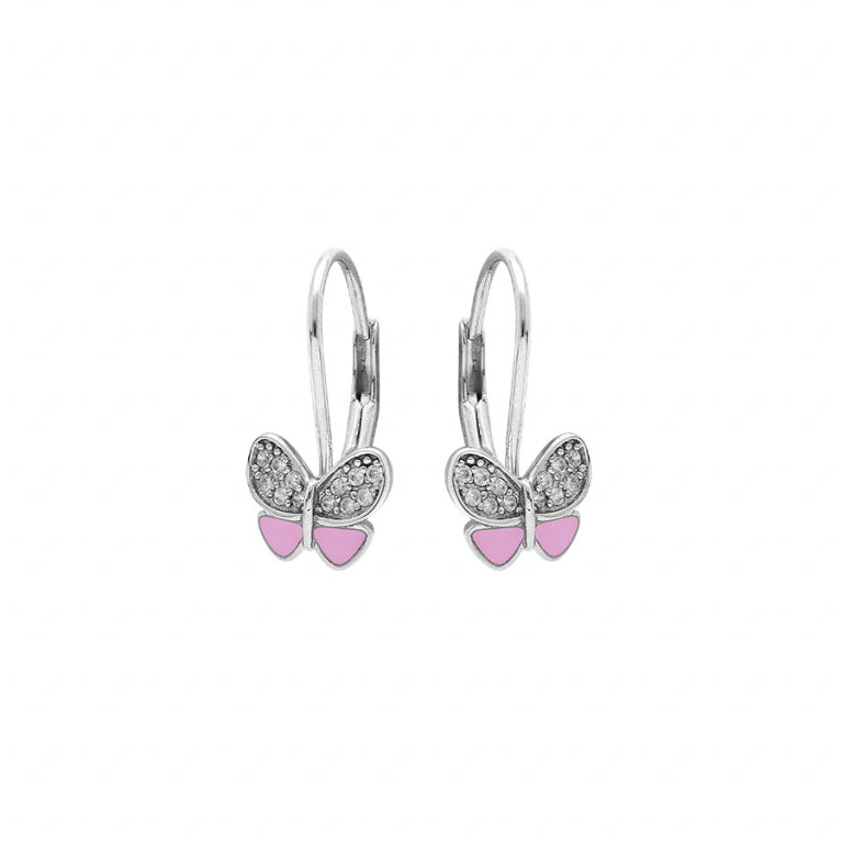 Boucles d’oreilles papillon oxydes blancs – Argent 925 Rhodié | Azuline
