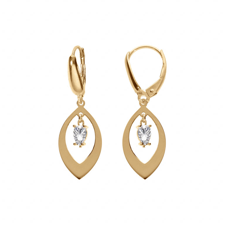 Brincos Navette – Prata Dourada com Ouro Fino | Azuline