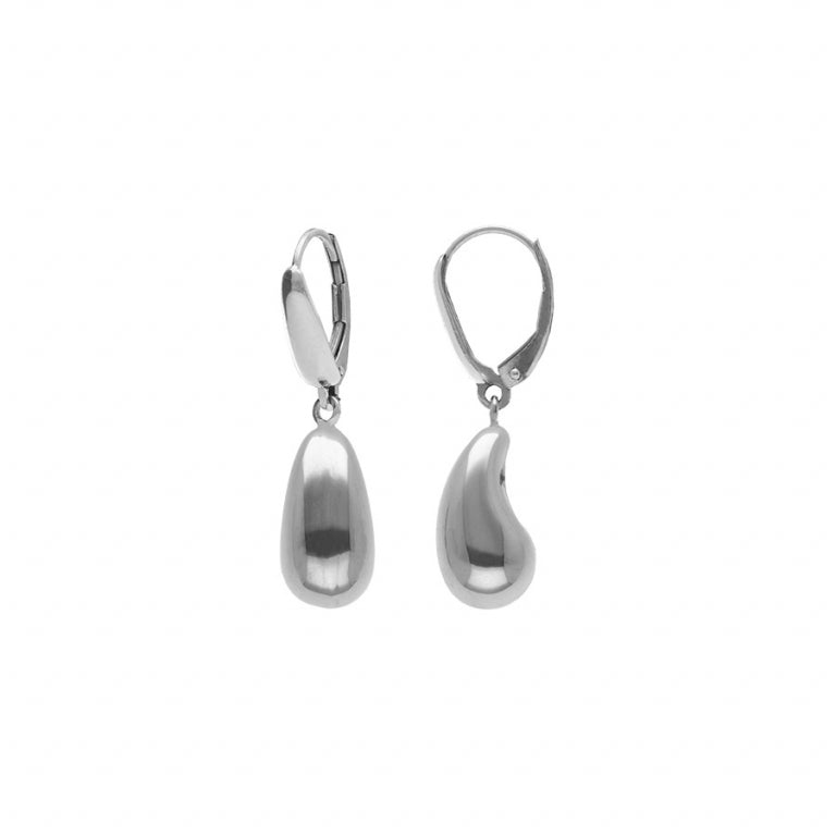 Boucles d’oreilles dormeuse goutte incurvée en Argent 925 Rhodié