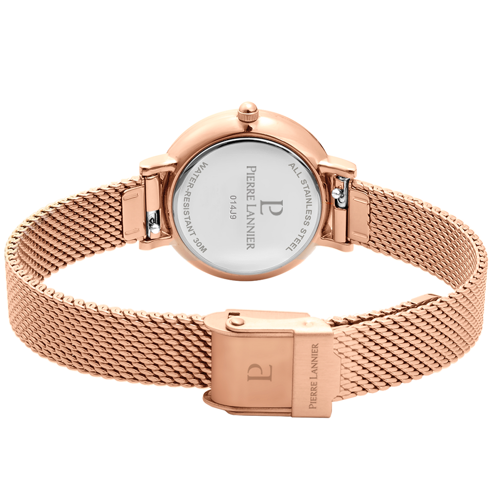 Montre femme Pierre Lannier NOVA 014J928 – cadran blanc bracelet acier milanais doré rose – vue 5