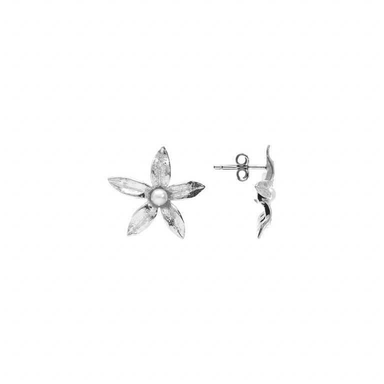 Boucles D’Oreilles Fleur – Argent | Azuline vue 2