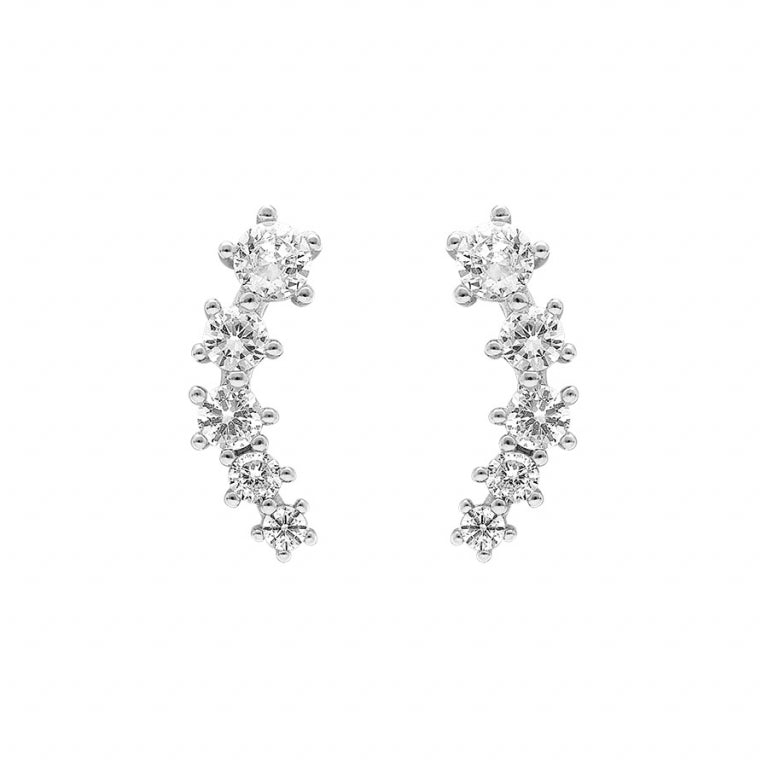 Boucles d’oreilles tige chute oxydes blancs – Argent 925 Rhodié | Azuline