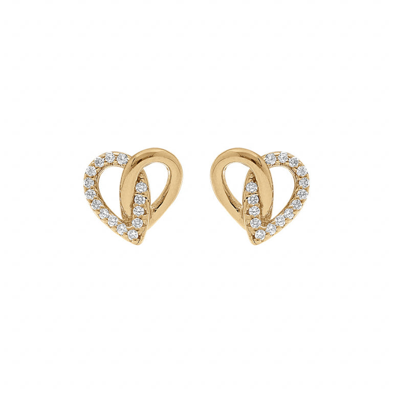 Boucles d’oreilles cœur pavé en argent 925 avec oxydes blancs