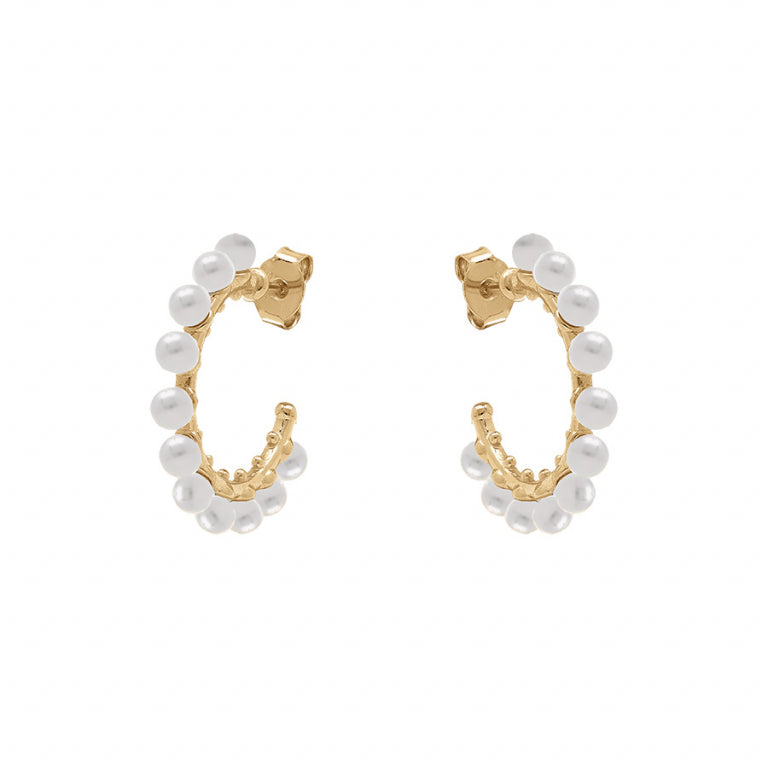 Boucles d’oreilles créoles perles de culture blanche en argent 925