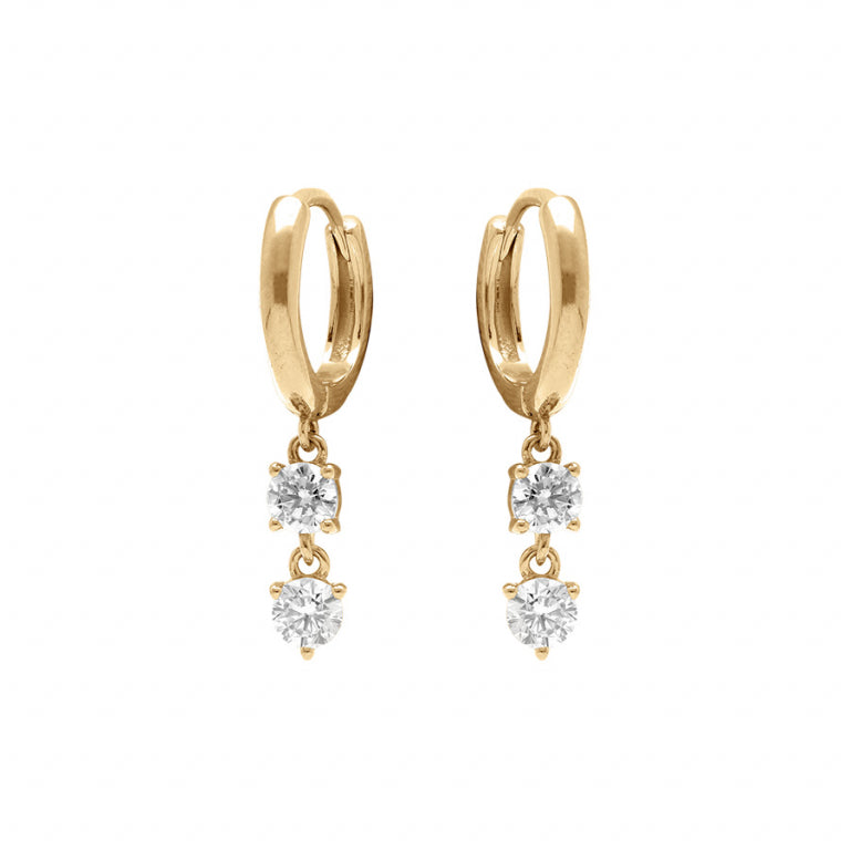 Boucles d’oreilles créoles articulée en argent 925 avec oxydes blancs
