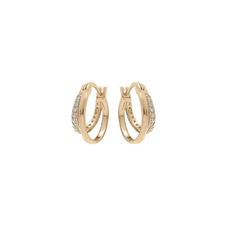 Boucles d’oreilles créoles en argent 925 doré avec oxydes blancs