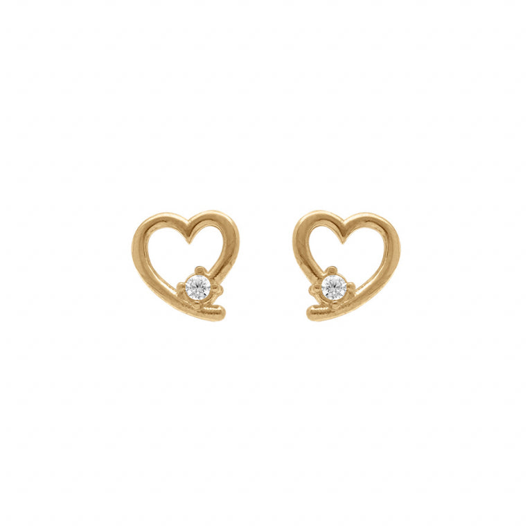 Boucles d’oreilles cœur en argent 925 doré avec oxydes blancs