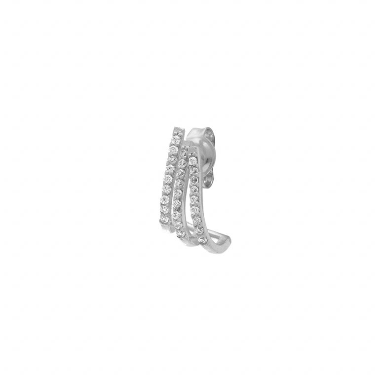 Boucles d’oreilles 3 rangs en argent 925 rhodié avec oxydes blancs