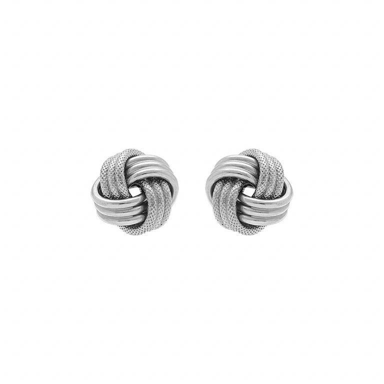 Boucles d’oreilles nœud d’amour en argent 925 rhodié tige 9mm
