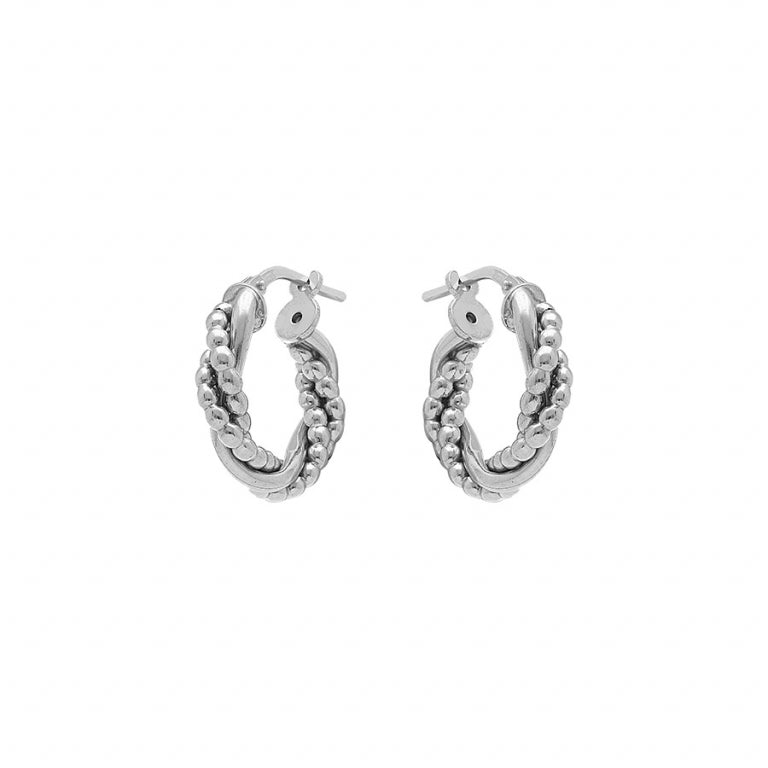 Créoles tresse avec fil boules – Argent 925 Rhodié | Azuline