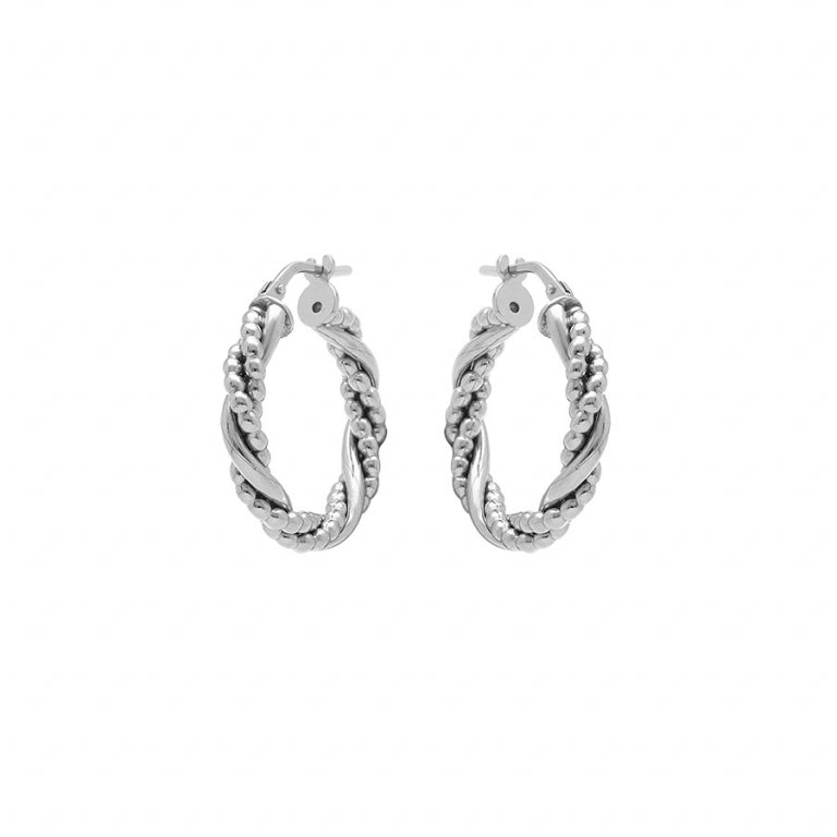 Créoles tressées fil boules – Argent 925 Rhodié | Azuline