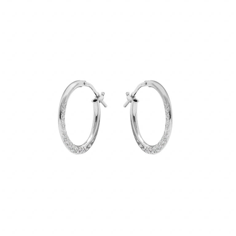 Créoles en argent 925 rhodié au motif martelé subtil