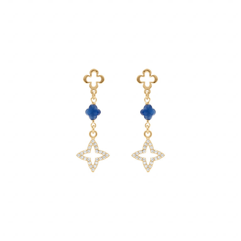 Boucles d’oreilles étoile en argent 925 avec résine bleu et oxydes blancs