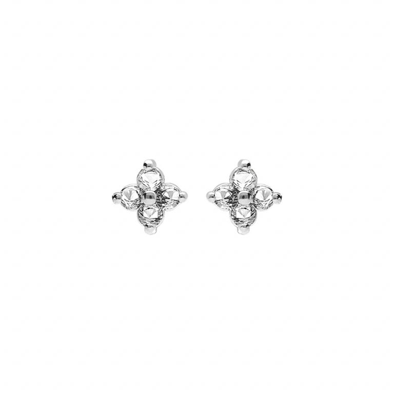Boucles d’oreilles fleur oxydes blancs – Argent 925 Rhodié | Azuline