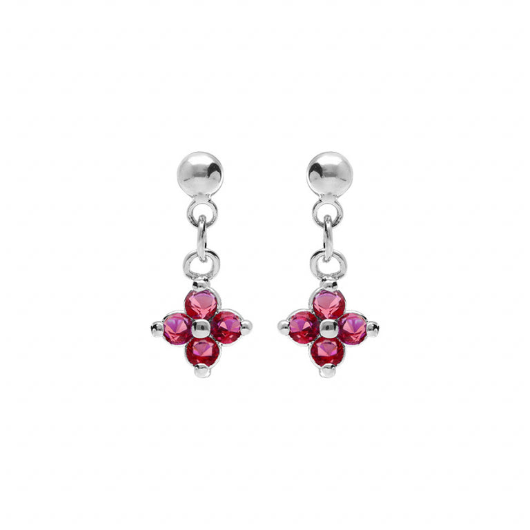 Rhodium-belagt sølv ørepynt anheng blomst Fuchsia oksider