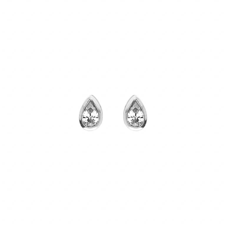 Boucles d’oreilles goutte en argent 925 rhodié avec oxydes blancs