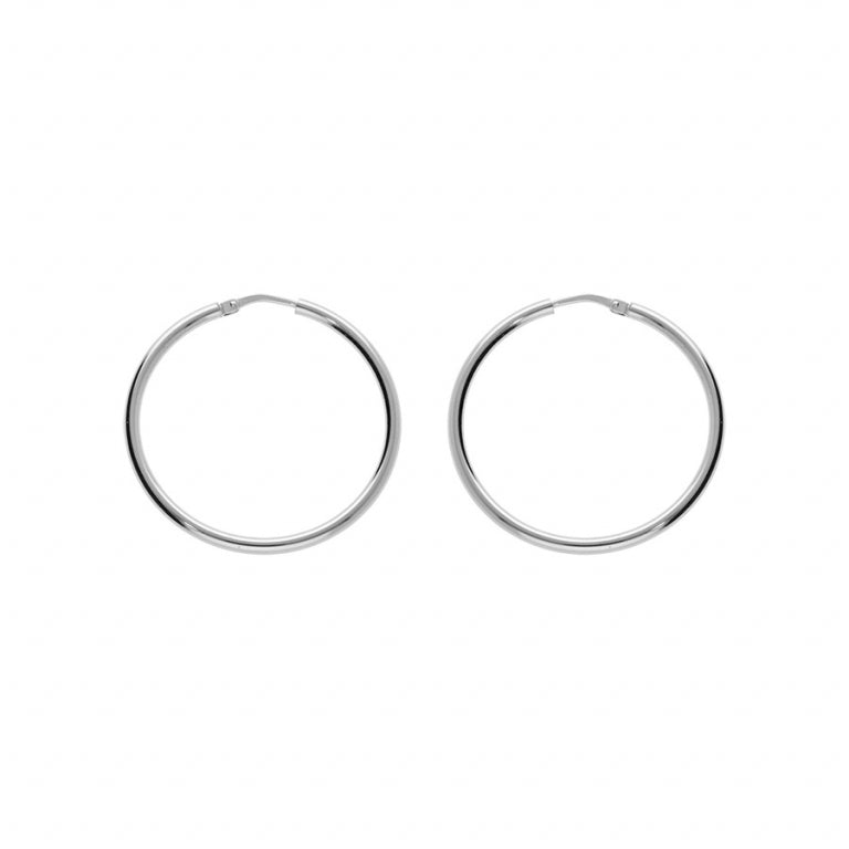 Créoles rondes en argent 925 rhodié diamètre 35mm