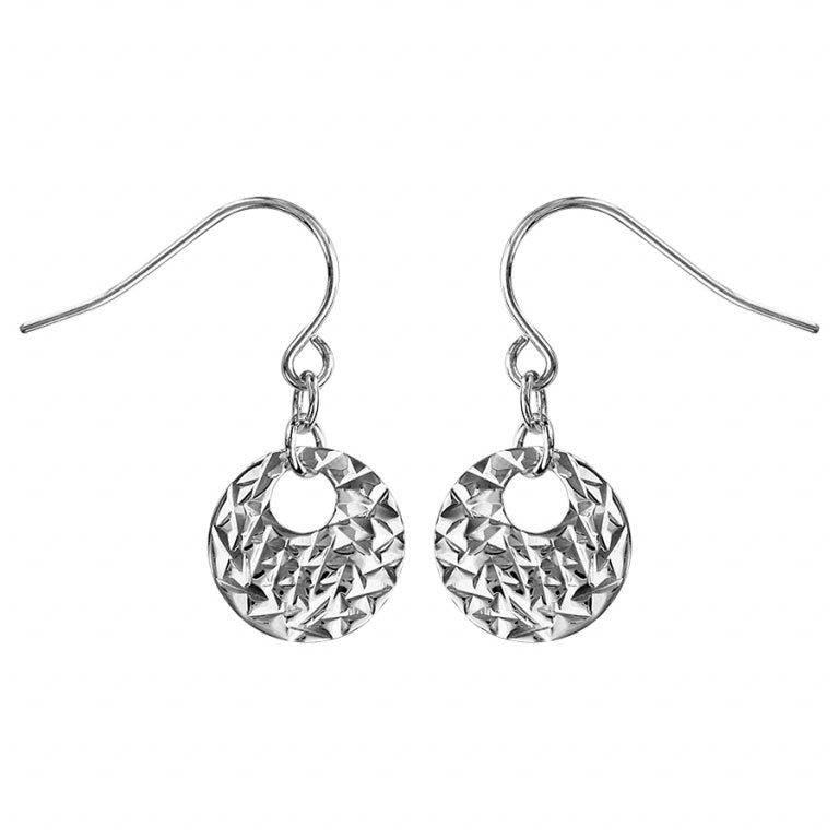 Gehämmerte Rondelle-Ohrringe aus 925er Silber mit Hakensystem