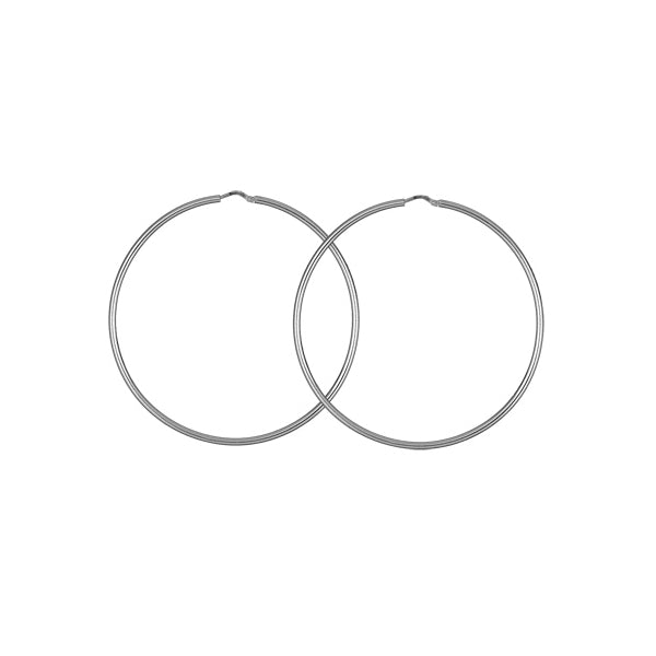 Créoles rondes en argent 925 rhodié fil rond 2mm diamètre 60mm
