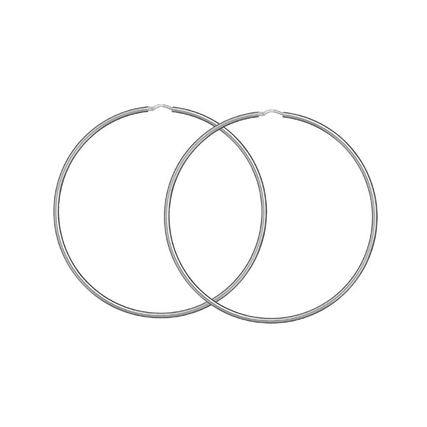 Créoles en argent 925 fil rond 2mm diamètre 80mm
