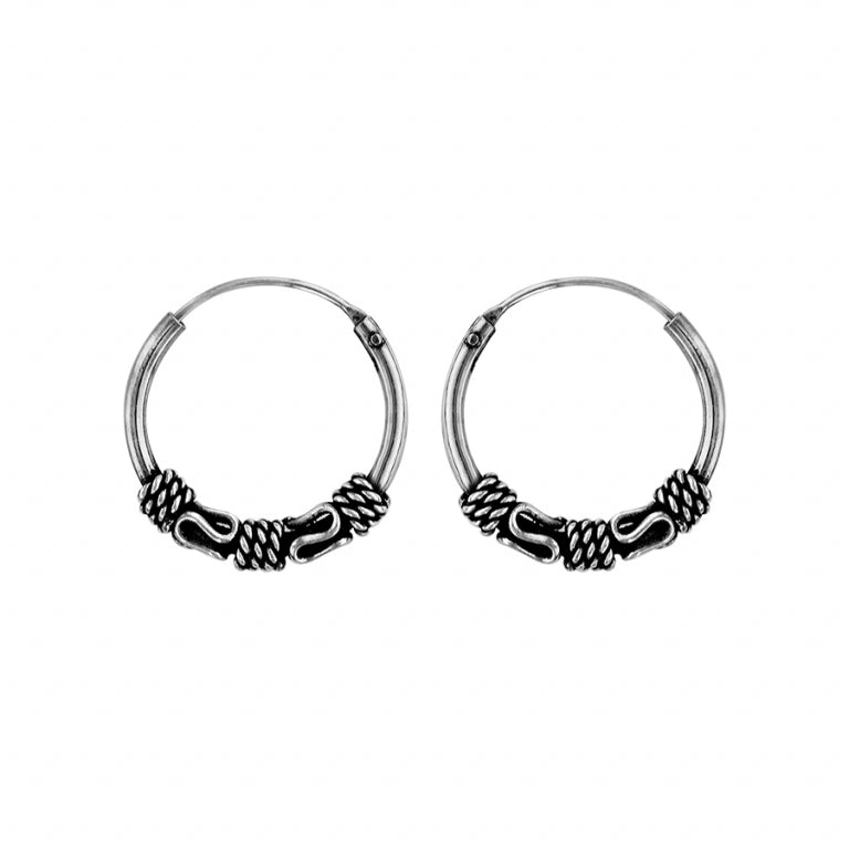 Pattern S Hoop Örhängen – Silver | Azulin